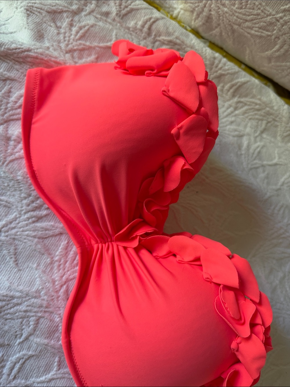 Victoria's Secret Neon Coral Pink Kids Ruffle Bikini Top